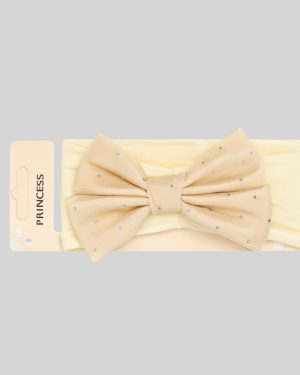 Bow Hairband – With Tiny Stud Details - Cream
