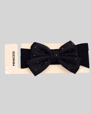 Bow Hairband – With Tiny Stud Details - Black