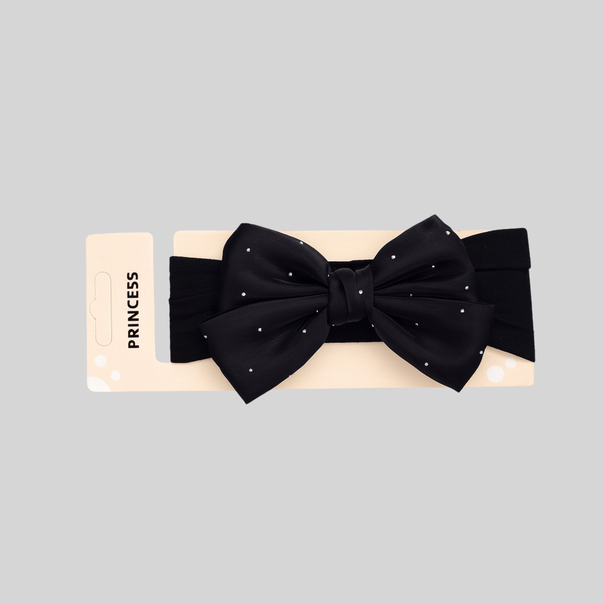 Bow Hairband – With Tiny Stud Details - Black