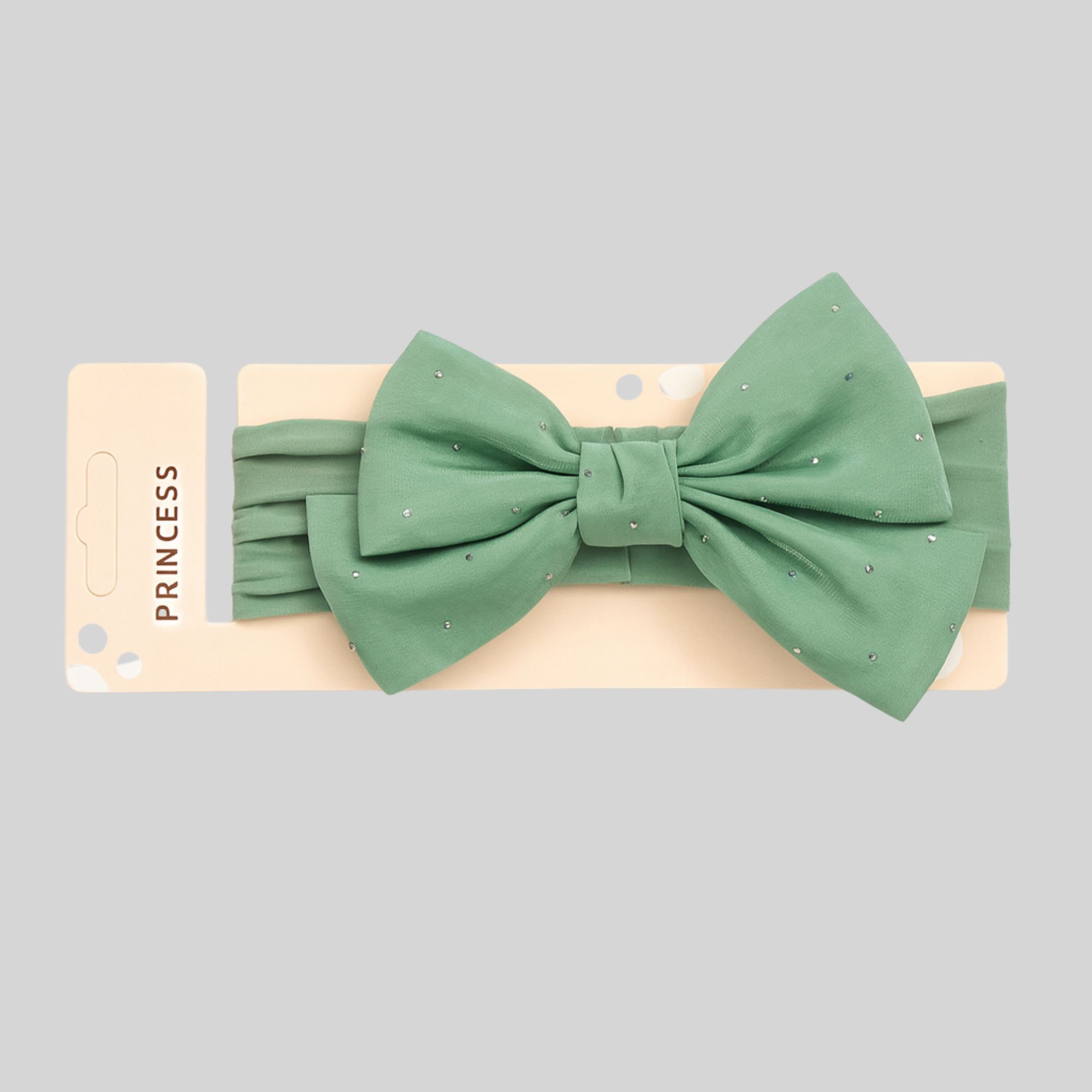 Bow Hairband – With Tiny Stud Details - Green
