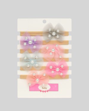 Baby Pearl Bow Rubber Bands – Set of 6