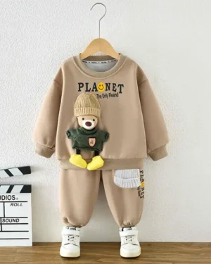 Beige Teddy Patch Co-ord Set
